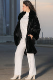 Black fur winter jacket with buttons 