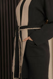 Black thread embellished sweater coat 