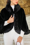 Short fur winter jacket, black 