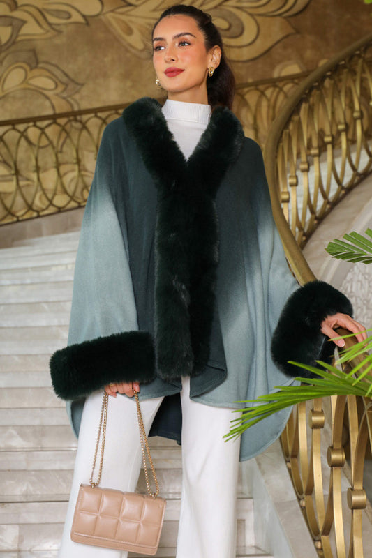 Green feather trim sweater jacket 