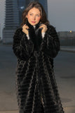 Long black fur winter jacket 