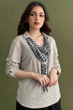 Long sleeve blouse with tie