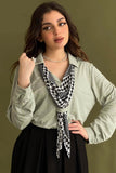 Long sleeve blouse with tie