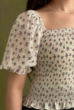 Floral blouse with square neck