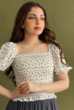 Floral blouse with square neck