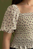 Floral blouse with square neck