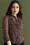 Floral blouse with tie waist