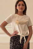 Printed T-shirt with drawstring bottom