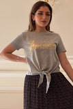 Printed T-shirt with drawstring bottom