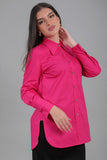Solid color button-down shirt in fuchsia 