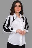 White satin look shirt with contrast sleeves 