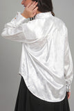 White printed satin shirt