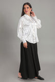 White printed satin shirt