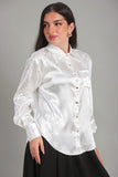 White printed satin shirt