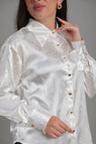 White printed satin shirt