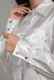 White printed satin shirt