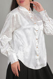 White printed satin shirt