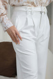 Straight leg trousers with high waist, white 