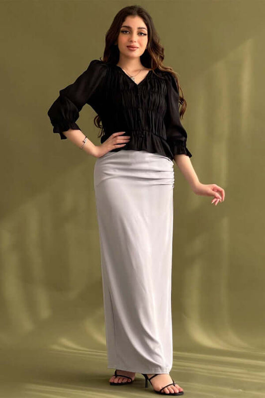 Plain skirt with zip waist