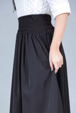 Black crepe cloche skirt with elastic waist