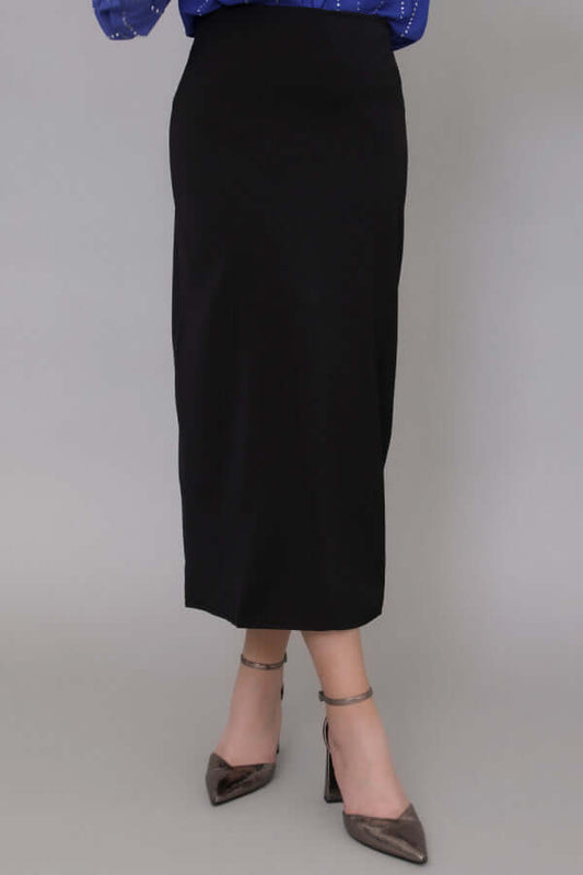 Black high waist midi skirt