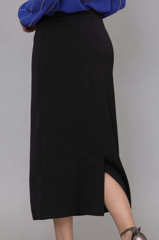Black high waist midi skirt