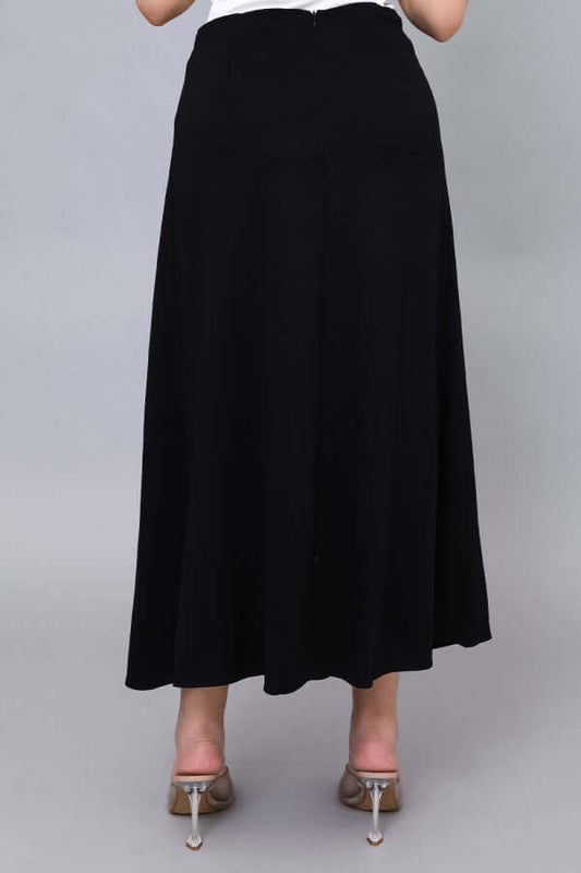 Black pleated midi skirt