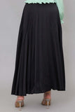 Black satin pleated skirt 