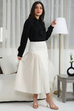 Midi skirt with pleated sides, beige colour