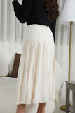 Midi skirt with pleated sides, beige colour