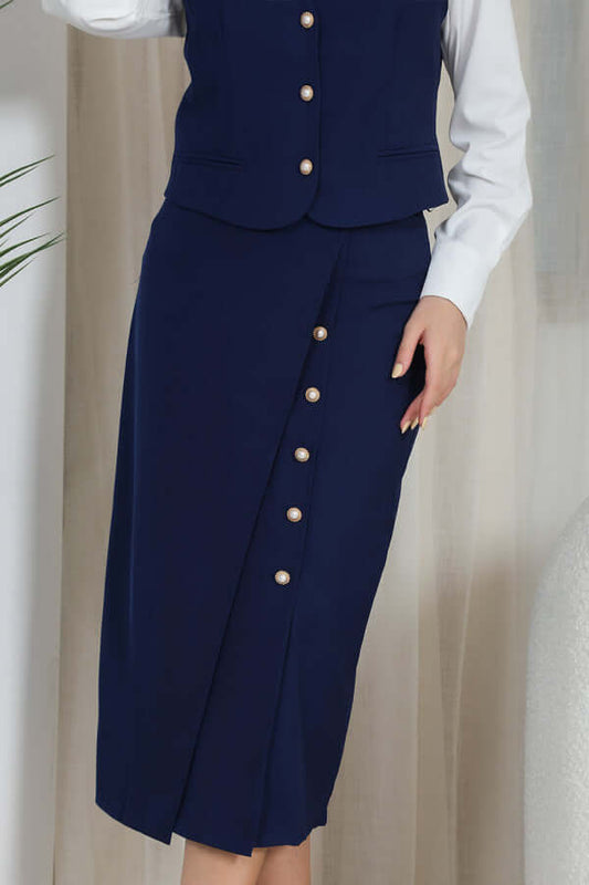 Bazarir Lulu midi skirt, navy blue 