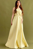 Fyonka one shoulder lemon maxi dress