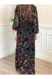 Chiffon maxi dress with tie at the waist