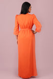 فستان لف بكرستال لون برتقالي
