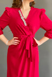 Red crystal wrap dress