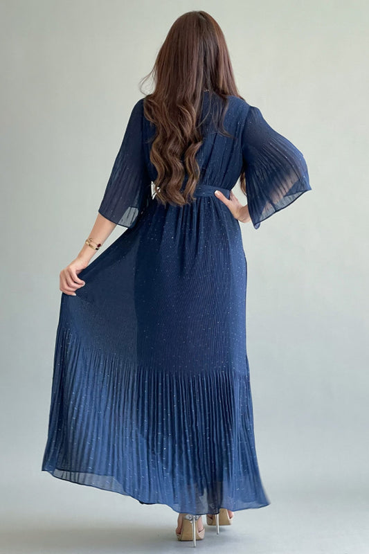 Maxi dress, navy blue, dotted pattern