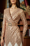 Two-tone sugar sequin evening dress, gold