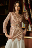 Two-tone sugar sequin evening dress, gold