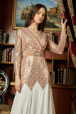 Two-tone sugar sequin evening dress, gold