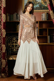 Two-tone sugar sequin evening dress, gold