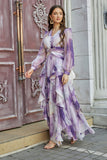 Lavender ruffled maxi dress