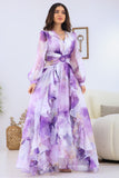 Lavender ruffled maxi dress