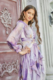 Lavender ruffled maxi dress