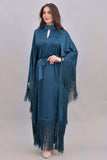 Turquoise Batwing frilled dress