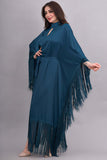 Turquoise Batwing frilled dress