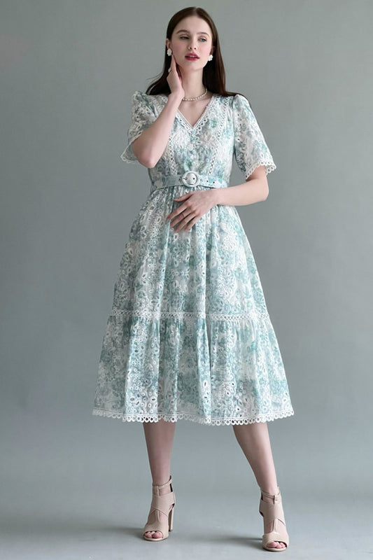 Classic dress made of polyurethane, light green