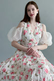 Floral fluffy dress embroidered with lulu