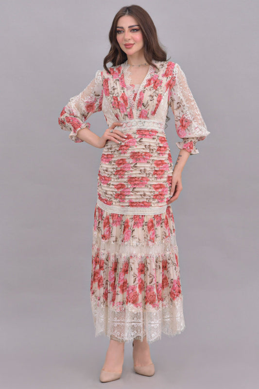 Floral dress with lace split design