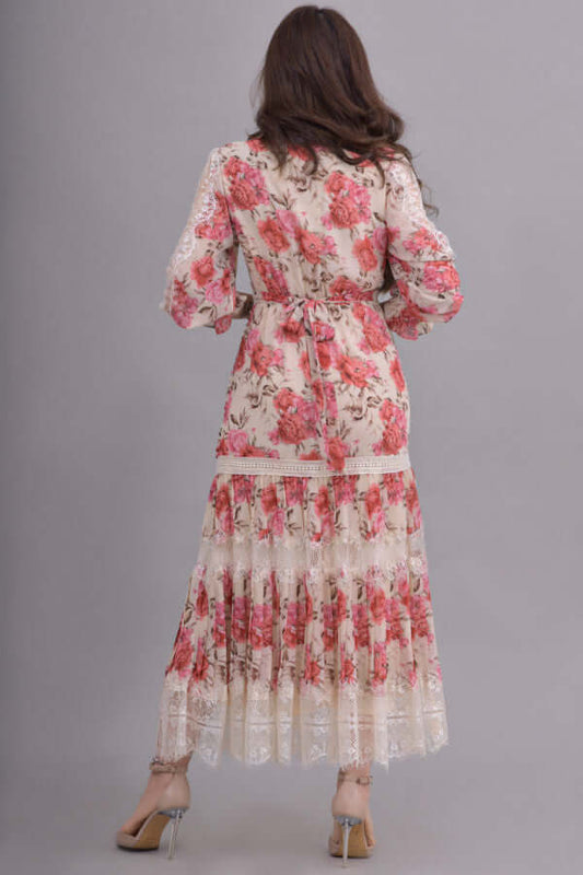 Floral dress with lace split design