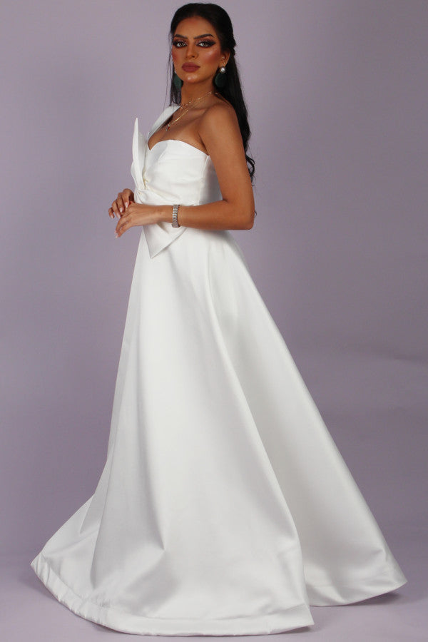 Fyonka one shoulder white maxi dress